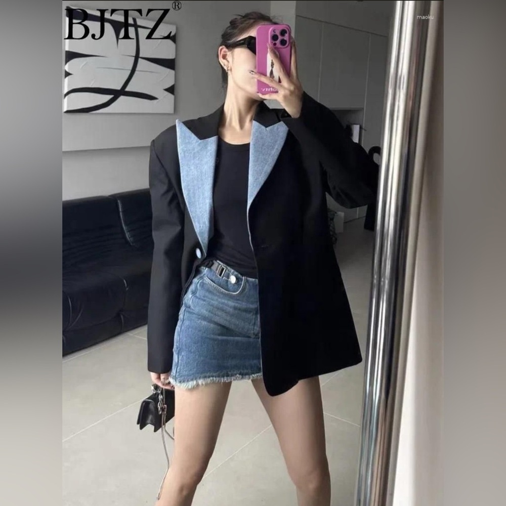 Stylish Black and Blue Women's Blazer